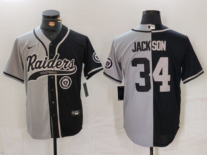 Men Oakland Raiders #34 Jackson Black grey Joint Name 2024 Nike Limited NFL Jersey style 3->oakland raiders->NFL Jersey